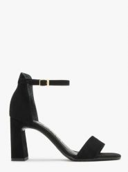 Czarne sandały w na obcasie. Czarne sandały damskie Ryłko, bez wzorów, ze skóry, bez obcasa, na obcasie, bez zapięcia. W wyprzedaży za 179.99 zł.