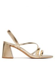 Aldo Sandały Atlanticus 14190606 Złoty. Żółte sandały damskie Aldo, bez wzorów, ze skóry, bez obcasa, na słupku, bez zapięcia. Za 319.99 zł.