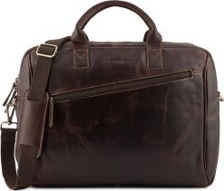 Beltimore Torba męska skórzana na ramię laptopa duża ciemno-brązowa biznesowa Beltimore N01. Brązowe torby na laptopa damskie Beltimore, bez wzorów. Za 417.99 zł.