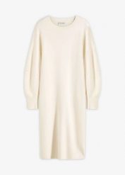 Sukienka dzianinowa Milano. Białe sukienki damskie bonprix, bez wzorów, z dzianiny, bez kołnierzyka, bez ramiączek, midi. Za 179.99 zł.