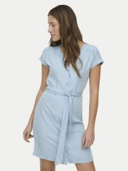 ONLY Sukienka jeansowa Charis 15363972 Niebieski jasny Regular Fit. Niebieskie sukienki damskie ONLY, s, bez wzorów, z jeansu, bez kołnierzyka, bez ramiączek. Za 169.99 zł.