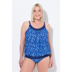 Damskie Tankini ryby miękkie miseczki elastyczny dół regulowane ramiączka. Niebieskie stroje kąpielowe damskie Ulla Popken, plus size, bez wzorów, z elastanu. Za 279.99 zł.
