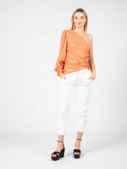 Pinko Bluzka "Birillo" | 100719 A0EZ | Kobieta | Pomarańczowy. Brązowe bluzki damskie Pinko, bez wzorów, z poliesteru, eleganckie, z asymetrycznym kołnierzem, bez ramiączek. W wyprzedaży za 269.00 zł.