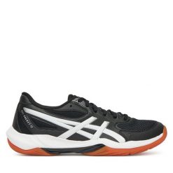 Buty halowe Asics. Czarne obuwie sportowe damskie Asics, bez wzorów, bez zapięcia. Za 299.99 zł.