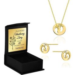 Best Diamonds komplet biżuterii złotej damskiej stópki z brylantami - kolczyki i naszyjnik Uniwersalny. Żółte skarpetki damskie Best Diamonds, bez wzorów. Za 1,349.00 zł.