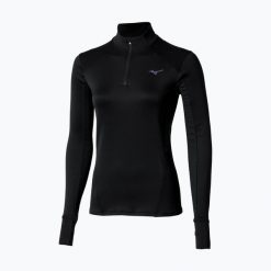 Bluza do biegania damska Mizuno Active Warm Half Zip. Czarne bluzy damskie Mizuno, s, bez wzorów, z elastanu, bez ramiączek, bez kaptura. Za 179.99 zł.
