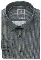 Koszula Wizytowa z Prostym Krojem - Victorio - Mikrowzór, Czarno-Biała. Białe koszule męskie Victorio, bez wzorów, z bawełny, eleganckie, bez kołnierzyka, bez ramiączek. Za 159.00 zł.