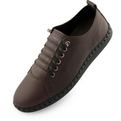 Eleganckie skórzane trampki Nell M6019 w kolorze brązowym, rozmiar 39. Brązowe trampki i tenisówki damskie ENELL, bez wzorów, bez zapięcia. Za 338.99 zł.