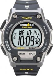Zegarek Timex T5K195 IronMan Triathlon Shock 30 Lap męski czarny. Czarne zegarki męskie Timex, bez wzorów. Za 235.00 zł.