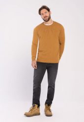 Sweter basic S‑RADO. Żółte swetry męskie Volcano, m, bez wzorów, z bawełny, klasyczne, bez kołnierzyka, bez ramiączek. Za 149.99 zł.