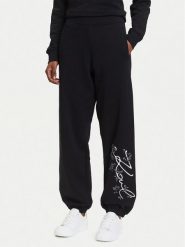 KARL LAGERFELD Spodnie dresowe A3W10009 Czarny Relaxed Fit. Czarne spodnie dresowe damskie KARL LAGERFELD, bez wzorów, z bawełny. Za 719.99 zł.