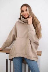 Bluza ocieplana oversize jasno beżowa. Brązowe bluzy damskie KESI, l, bez wzorów, z bawełny, bez ramiączek, bez kaptura. Za 270.16 zł.