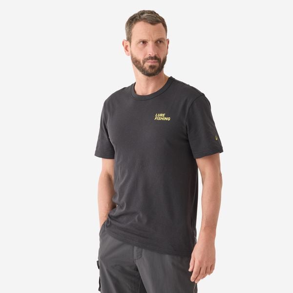 Koszulka wędkarska z krótkim rękawem Caperlan Crank. Czarne bluzki damskie CAPERLAN, xl, bez wzorów, z bawełny, sportowe, bez kołnierzyka, bez ramiączek. Za 49.99 zł.