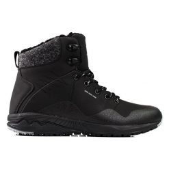DK Czarne wysokie buty trekkingowe damskie z ociepleniem shelovet. Czarne obuwie trekkingowe damskie bez zapięcia. Za 227.37 zł.