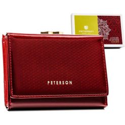 Portfel skórzany Peterson PTN 15-09-SBR czerwony. Czerwone portfele damskie Peterson, ze skóry. Za 104.00 zł.