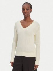 Calvin Klein Sweter LV044F324G Écru Regular Fit. Swetry nierozpinane damskie Calvin Klein, m, bez wzorów, z bawełny, bez kołnierzyka, bez ramiączek. Za 409.99 zł.