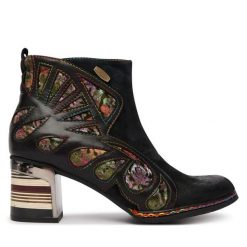 Botki Laura Vita. Czarne botki damskie Laura Vita, bez wzorów, bez obcasa, na słupku, bez zapięcia. Za 619.99 zł.
