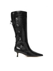 Steve Madden Kozaki Ballpark SM11005048 Czarny. Czarne kozaki damskie Steve Madden, bez wzorów, ze skóry, bez obcasa, na szpilce, bez zapięcia. Za 729.99 zł.