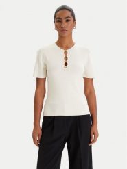 KARL LAGERFELD Bluzka B1W18014 Écru Slim Fit. Bluzki damskie KARL LAGERFELD, s, bez wzorów, z wiskozy, bez kołnierzyka, bez ramiączek. Za 779.99 zł.