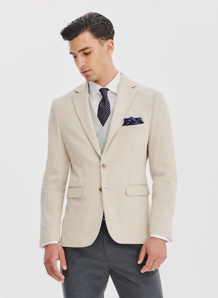 PAKO LORENTE - Dzianinowa marynarka w kratkę. Brązowe garnitury męskie Pako Lorente, m, bez wzorów, z dzianiny, casualowe, bez kołnierzyka, bez ramiączek. Za 449.99 zł.