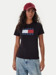 Tommy Jeans T-Shirt Flag DW0DW22562 Czarny Regular Fit. Czarne t-shirty damskie Tommy Jeans, xxs, bez wzorów, z bawełny, bez kołnierzyka, bez ramiączek. Za 149.99 zł.