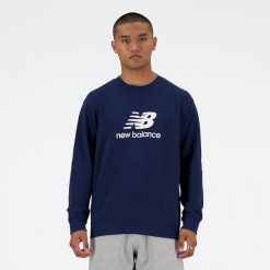 Bluza męska New Balance MT41500NNY – granatowa. Niebieskie bluzy sportowe męskie New Balance, m, bez wzorów, z bawełny, bez kaptura. Za 159.99 zł.