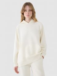 4F Bluza dresowa nierozpinana z kapturem damska - biała XS. Białe bluzy damskie 4F, xs, bez wzorów, z bawełny, klasyczne, bez ramiączek, z kapturem. W wyprzedaży za 79.99 zł.