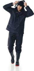 INDUSTRIAL STARTER - Komplet przeciwdeszczowy poliuretan kurtka i spodnie Lluvia PU, dwie kieszenie zielone S. Zielone kurtki męskie INDUSTRIAL STARTER, m, bez wzorów, z dresówki, bez kaptura. Za 188.49 zł.