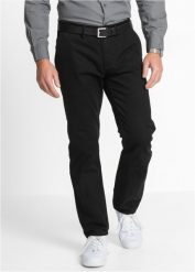 Spodnie chino Regular Fit Straight, z czystej bawełny. Czarne eleganckie spodnie męskie bonprix, bez wzorów, z bawełny, klasyczne. Za 102.99 zł.