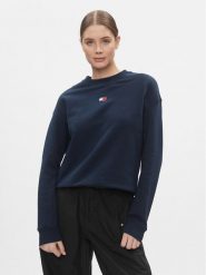 Tommy Jeans Bluza Badge DW0DW17325 Granatowy Boxy Fit. Niebieskie bluzy damskie Tommy Jeans, m, bez wzorów, z bawełny, bez ramiączek, bez kaptura. Za 239.99 zł.