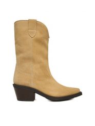 Badura Kowbojki EO-CAMILA-5031 Beżowy. Brązowe botki damskie Badura, bez wzorów, ze skóry, bez obcasa, na słupku, bez zapięcia. Za 259.99 zł.