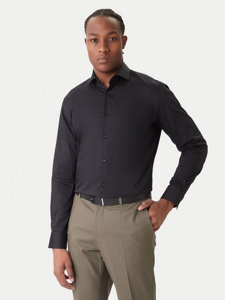 HUGO Koszula Kason 50482056 Czarny Slim Fit. Czarne koszule męskie Hugo, m, bez wzorów, z bawełny, biznesowe, bez kołnierzyka, bez ramiączek. Za 249.99 zł.