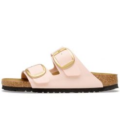 Klapki Birkenstock Arizona Big Buckle Birkibuc Damskie. Czerwone klapki damskie Birkenstock, bez wzorów, z nubiku, eleganckie, bez obcasa, bez zapięcia. Za 510.45 zł.