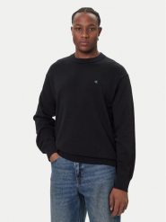 Calvin Klein Jeans Sweter LV04RC309G Czarny Regular Fit. Czarne swetry męskie Calvin Klein Jeans, m, bez wzorów, z bawełny, bez kołnierzyka, bez ramiączek. Za 389.99 zł.