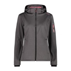 Damska kurtka turystyczna z kapturem CMP. Czarne kurtki sportowe damskie CMP, bez wzorów, bez ramiączek, z kapturem, trekkingowe. Za 388.50 zł.