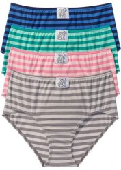 Figi maxi z miękką bawełną (4 pary). Niebieskie majtki damskie bonprix, z bawełny. Za 64.99 zł.