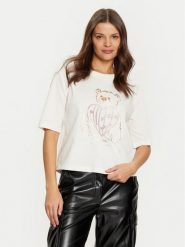 Guess T-Shirt V5RI09 I3Z14 Beżowy Regular Fit. Brązowe t-shirty damskie Guess, m, z aplikacjami, z bawełny, bez kołnierzyka, bez ramiączek. Za 99.99 zł.