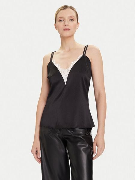 Morgan Bluzka 252-OLAF Czarny Slim Fit. Czarne bluzki damskie Morgan, bez wzorów, z syntetyku, bez kołnierzyka, bez ramiączek. Za 119.99 zł.
