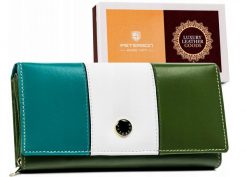 Portfel skórzany Peterson zielony PTN RD-12-GCL-S. Zielone portfele damskie Peterson, ze skóry. Za 91.99 zł.