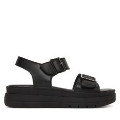 Sandały Tamaris. Czarne sandały damskie Tamaris, bez wzorów, bez obcasa, na płaskiej podeszwie, bez zapięcia. Za 369.99 zł.