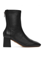 Nine West Botki CEO-ASALA-01 Czarny. Czarne botki damskie Nine West, bez wzorów, z materiału, bez obcasa, na słupku, bez zapięcia. Za 279.99 zł.