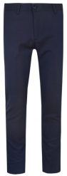 Eleganckie Męskie Spodnie, Zwężane (Slim Fit) – RIGON - Granatowe, Drobna Faktura. Eleganckie spodnie męskie Rigon, bez wzorów, z elastanu, eleganckie. Za 179.00 zł.