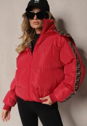 Czerwona Casualowa Kurtka Dwustronna Typu Puffer ze Ściągaczami i Kapturem Erisalanne. Czerwone kurtki sportowe damskie Renee, l, bez wzorów, z jeansu, bez ramiączek. Za 219.99 zł.