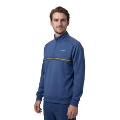 Męska bluza tenisowa ze stójką Siroko Tiebreak Navy. Niebieskie bluzy męskie SIROKO, m, bez wzorów, sportowe, bez ramiączek, bez kaptura. Za 254.00 zł.