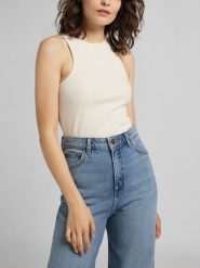 LEE RIBBED TANK DAMSKI TOP BEZRĘKAWNIK ECRU L44QPJNQ 112109960. Topy damskie Lee, l, bez wzorów, bez kołnierzyka, bez ramiączek. Za 99.99 zł.