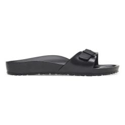 BIRKENSTOCK Madrid EVA Black Klapki damskie. Czarne klapki damskie Birkenstock, na lato, bez wzorów, z materiału, eleganckie, bez obcasa, bez zapięcia. Za 189.99 zł.