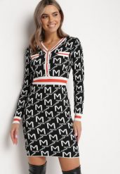 Czarno-Biała Sweterkowa Sukienka Mini Paixdas. Czarne sukienki damskie Born2be, bez wzorów, z dzianiny, bez kołnierzyka, bez ramiączek, mini, dopasowane. Za 89.99 zł.
