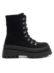 DeeZee Trzewiki ERNA WS6151-05 Czarny. Czarne botki damskie DeeZee, bez wzorów, z syntetyku, bez obcasa, na płaskiej podeszwie, bez zapięcia. Za 119.99 zł.