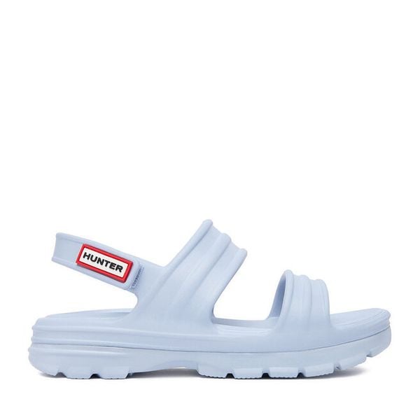 Sandały Hunter. Niebieskie sandały damskie Hunter, bez wzorów, bez obcasa, na płaskiej podeszwie, bez zapięcia. Za 139.99 zł.