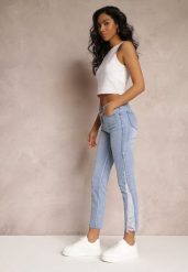 Niebieskie Jeansy Skinny z Regularnym Stanem i Przetarciami Darionna. Niebieskie jeansy damskie Renee, bez wzorów, z jeansu. Za 44.99 zł.